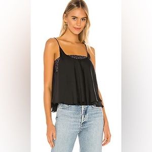 NWT! Free People Black Turn It On Satin Sequin Camisole Small